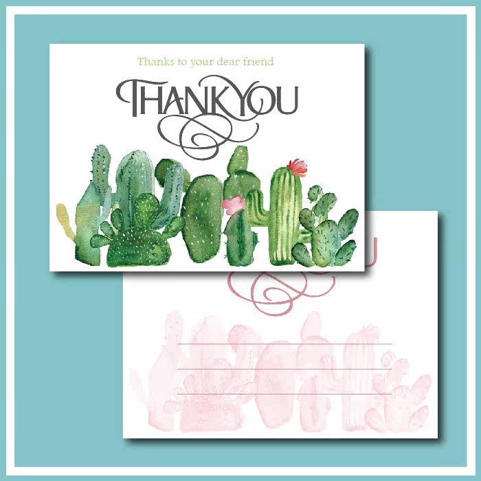 New product cactus Nordic style Thanks to the card blessing card holiday greeting card (double face) hand-painted watercolor