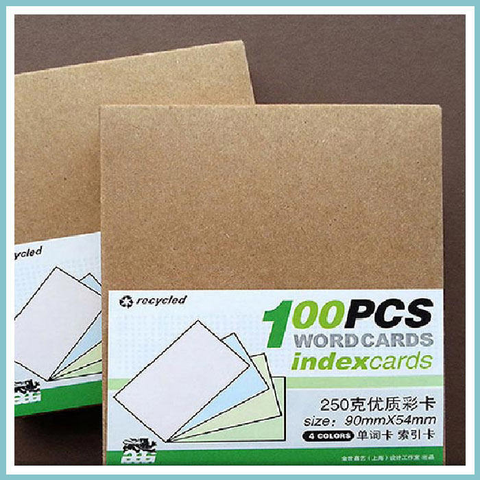 New version of light color series index cards boxed indexed cards 4 colors total of 100 blank single word cards