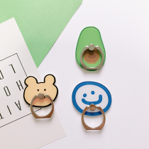 Simple smiley face avocado mobile phone ring buckle custom cartoon original metal bracelet buckle Lazy bracket desktop woman