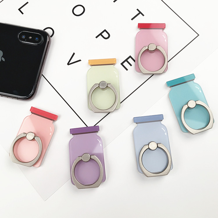 New cartoon hand-painted minimalist around bottle phone ring buckle bracket Huawei Apple sticky hand ring buckle desktop bracket woman