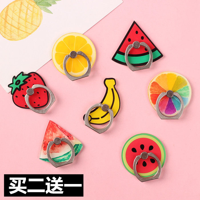 Creative fruit small fresh mobile phone ring buckle cartoon cute mobile phone holder adhesive desktop watching movies for men and women