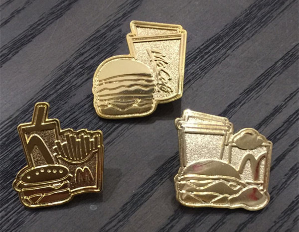 McDonald's Badge Commemorative Medal McDonald's Gold Set Badge Pins Mc Coffee Badge Full set of 3 pieces
