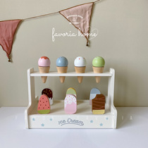 Favoria cute wooden simulation ice cream grocery store ins ice cream set children's play house toy gift