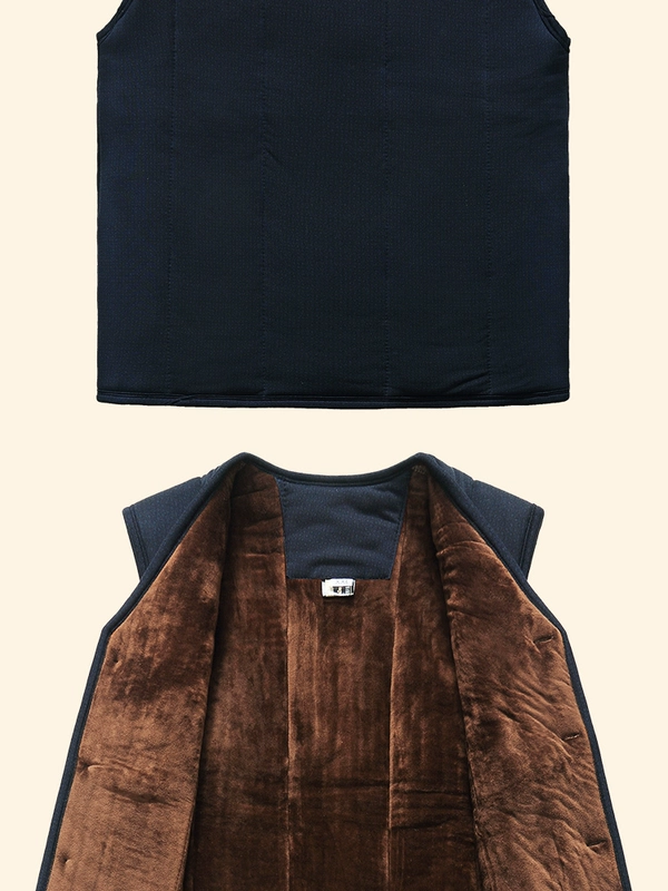 Áo khoác lông lạc đà nội Mông mùa đông trung niên cộng với áo nhung cotton ấm áp bó sát áo len cotton vest cha bộ vest nam cho người trung tuổi
