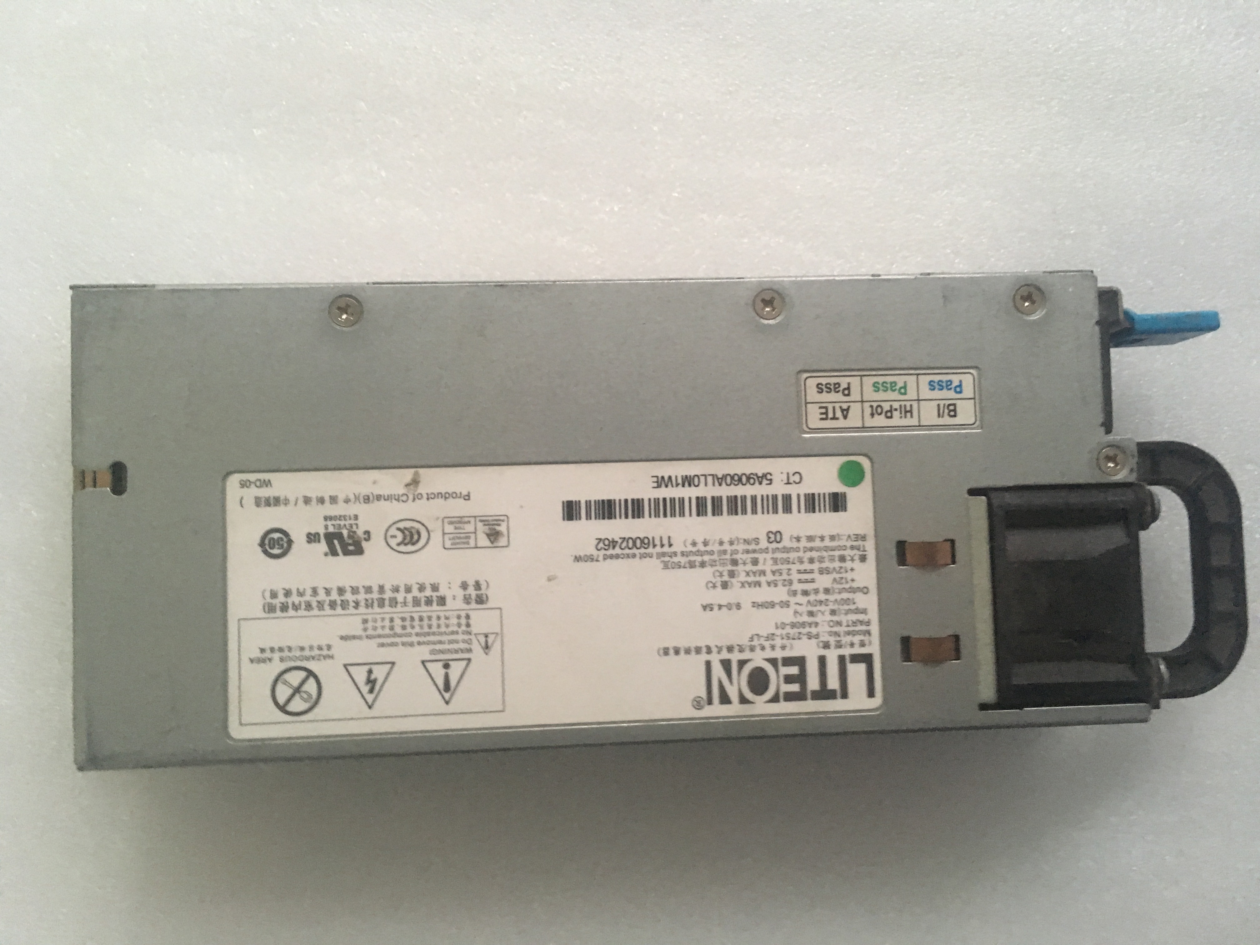 Huawei RH2285 RH2286 750W server redundant power supply PS-2751-2F-LF 4A906-01