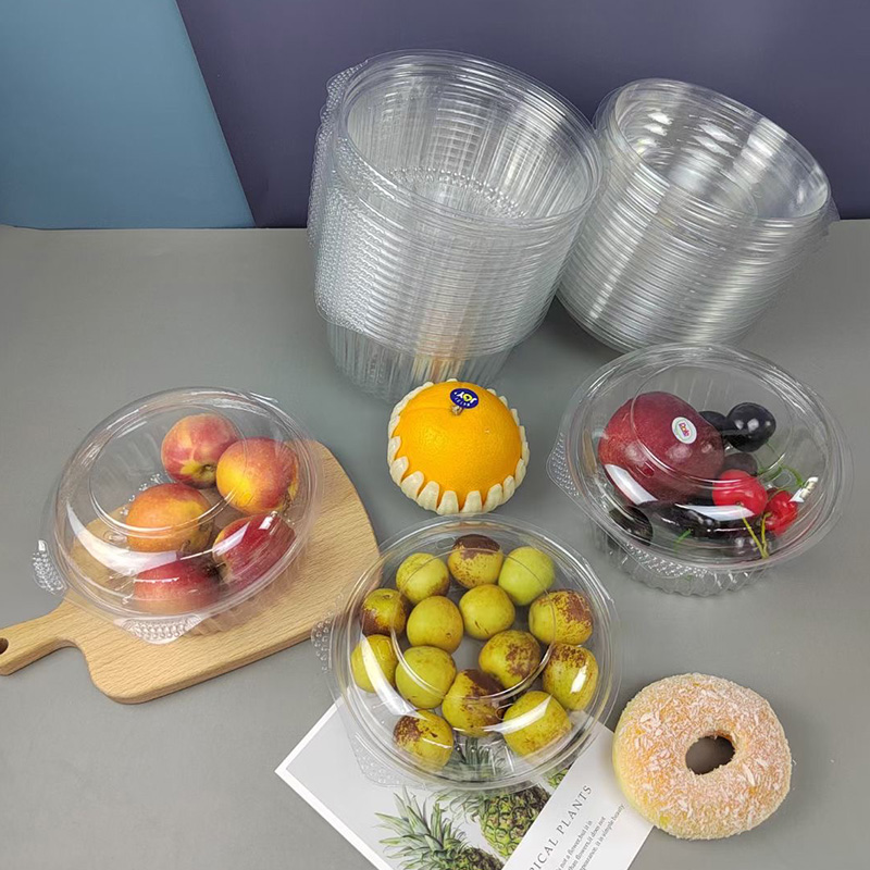 Thickened disposable round dry fruit case packaging box salad fresh fruit cut box nut fruit bailing box