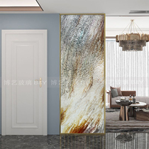 Entrance art glass hot melt glazed glass villa partition carved bathroom screen living room light luxury abstract style