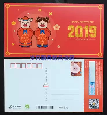 HP C02 2019 Year of the Pig National Edition of the New Year Award Postcard Double Pig Gong Fu spot