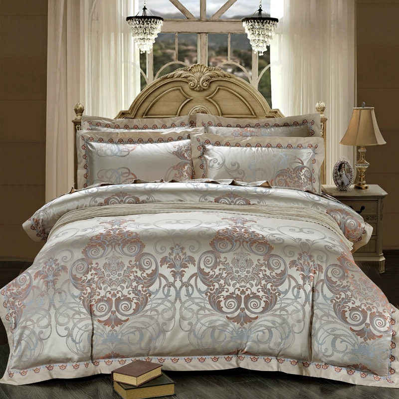 Bộ đồ giường cưới bốn mảnh vải lụa satin jacquard cotton lụa phong cách Châu Âu sang trọng Bộ đồ giường cưới 4 mảnh 1,8m2,0m - Bộ đồ giường bốn mảnh