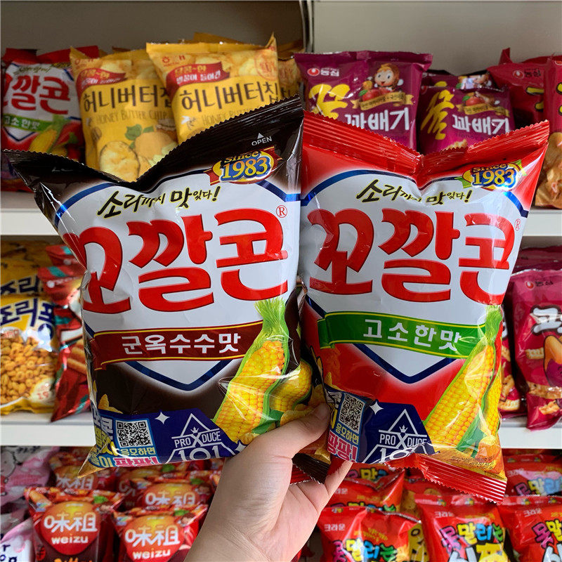 BTS bulletproof boy with the same Korean Lotte Miao crispy angle 72g corn flavor original spicy crispy snack