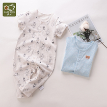 Rabbi childrens clothing 2021 summer baby one-piece clothes male and female baby short-sleeved trousers full open jumpsuit Climbing