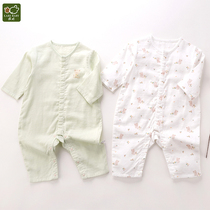 Rabbi official flagship 2021 summer boys and girls short sleeves full open one-piece clothes baby jumpsuit Hara 2 pieces