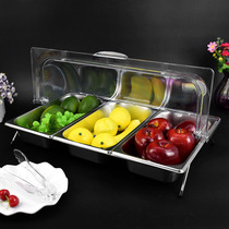 Stainless steel cooked food tray with lid Rectangular buffet grid Fruit cold vegetables stewed vegetables display tray rack