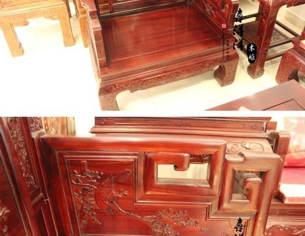 Khuyến mãi đích thực nội thất gỗ gụ sofa gỗ hồng mộc quốc gia màu sắc Tianxiang sofa sáu mảnh - Bộ đồ nội thất mẫu giường ngủ đẹp