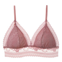 Style Triangle Cup Bra Sexy Lace Womens Underwear Beauty Back No Steel Ring Shrink Ultrathin big breasted bra