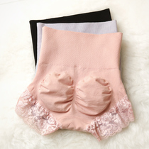 Womens double-layer high waist belly panties lace hip triangle trousers cotton file seamless hip-lifting trousers
