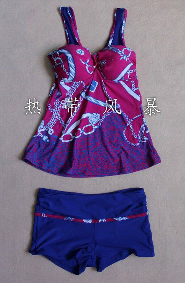 Brand counter trumpeter hot spring hit color swimsuit female split boxer swimsuit 12202 high pressure chest pad