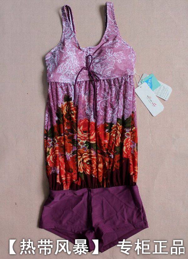 Brand Special Cabinet Number Hand Conservative Swimsuit Woman with flat corner mesh yarn splicing swimsuit 12275-3 Purple