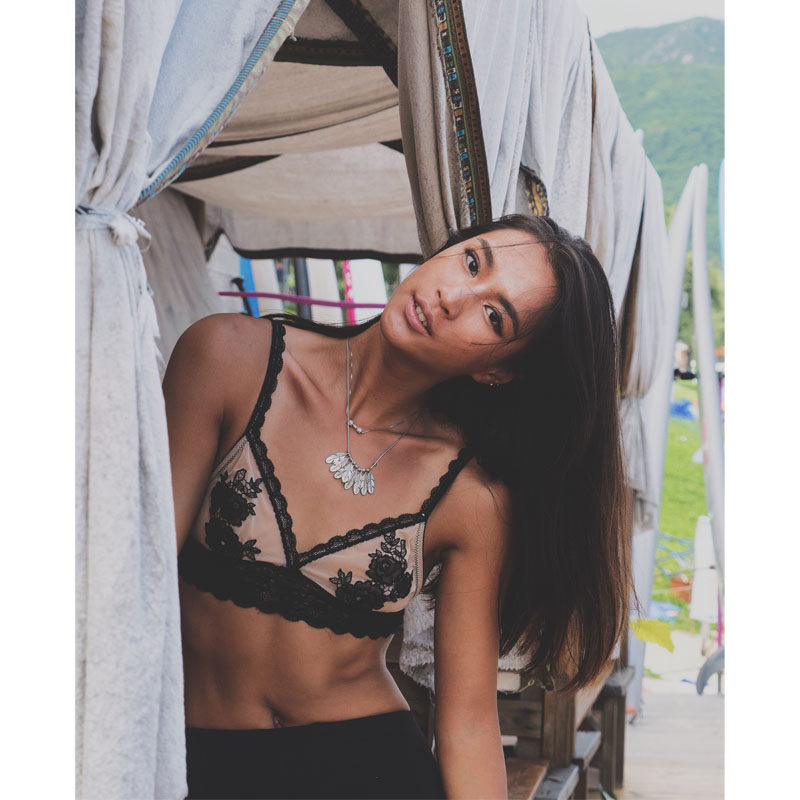 Huihui Huihui embroidered lace sexy steel-free bra super thin women bra suit bralette