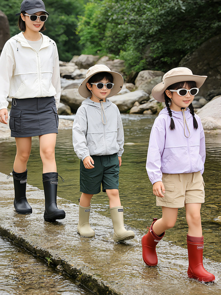 Children's Family Outdoor Rain Boots, Unisex Waterproof Ankle Boots with Anti-Slip Soles, Casual Hiking Water Boots, Rubber Shoes — 2