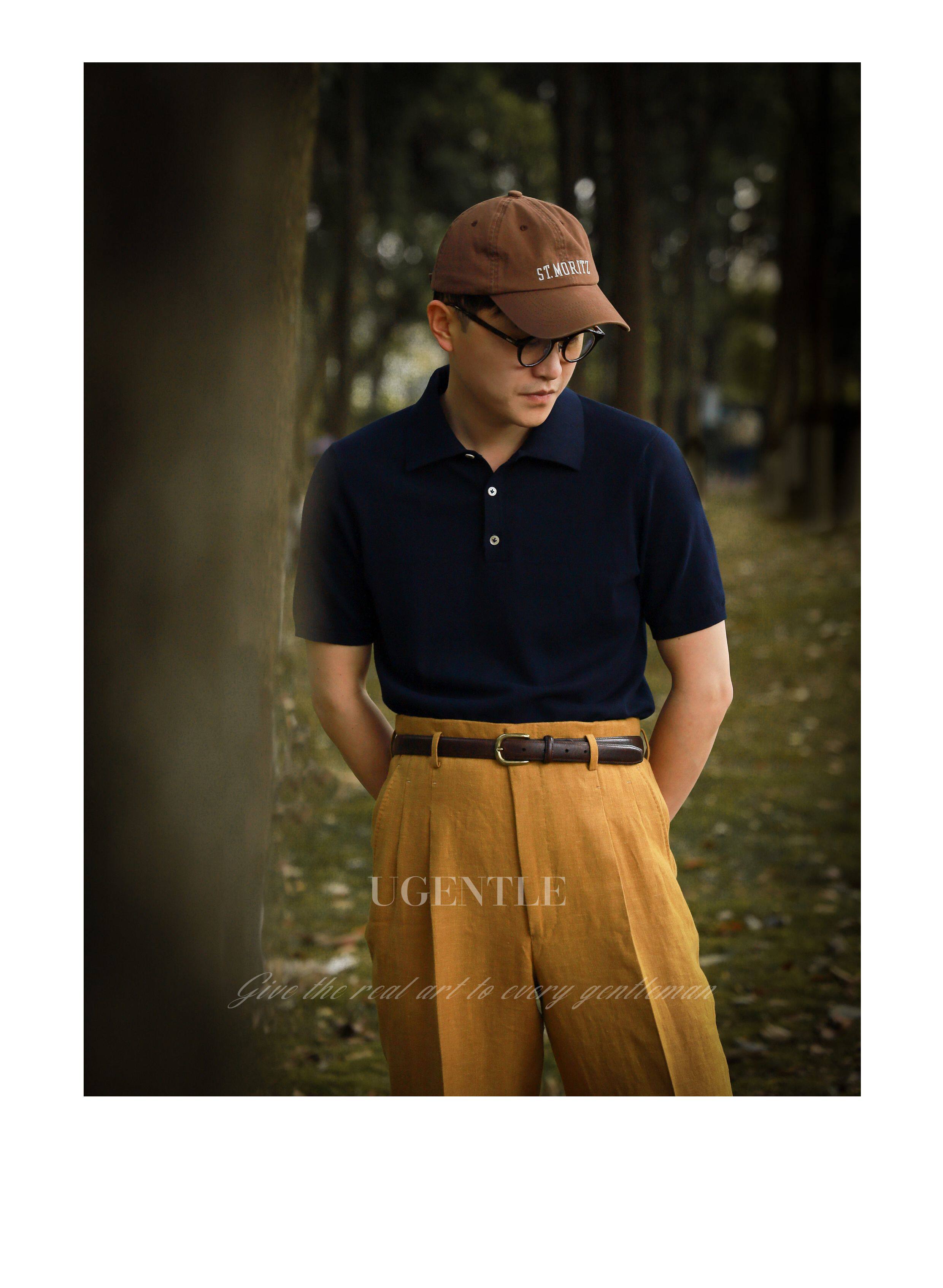 UGENTLE Летняя трикотажная футболка polo, из ворсистого хлопка, короткий рукав 