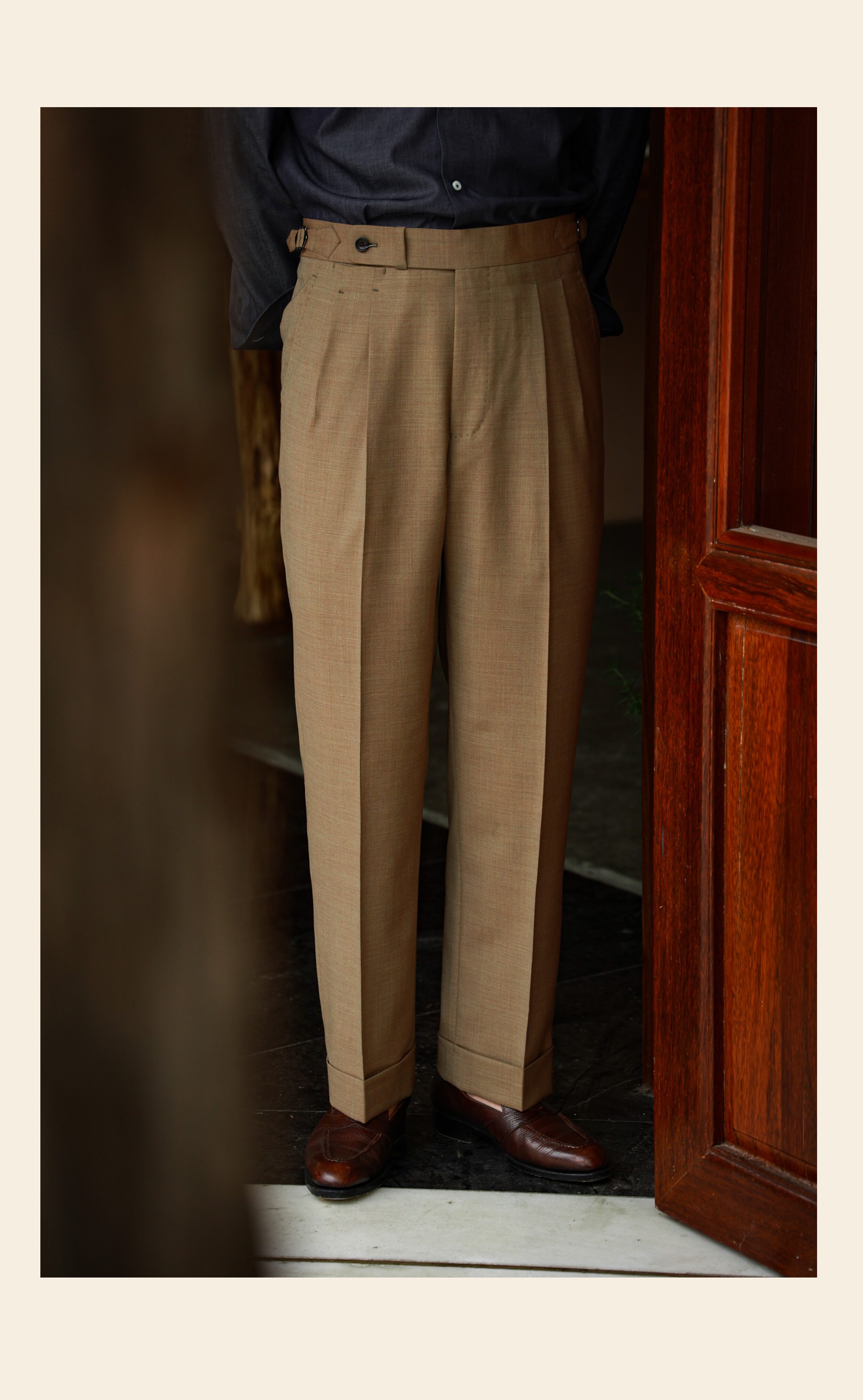 UGENTLE Мужской овцы волосы высокая Конечно ремесла " плывун Коричневый смысл высокий талия париж с застежкой джентльмен брюки 