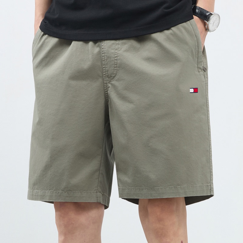 American Tommy Casual Shorts Men's Loose Workwear Sports Mid-Length Drawstring Versatile Pure Cotton Beach Shorts American Tommy Casual Shorts Men's Loose Workwear Sports Mid-Length Drawstring Versatile Pure Cotton Beach Shorts