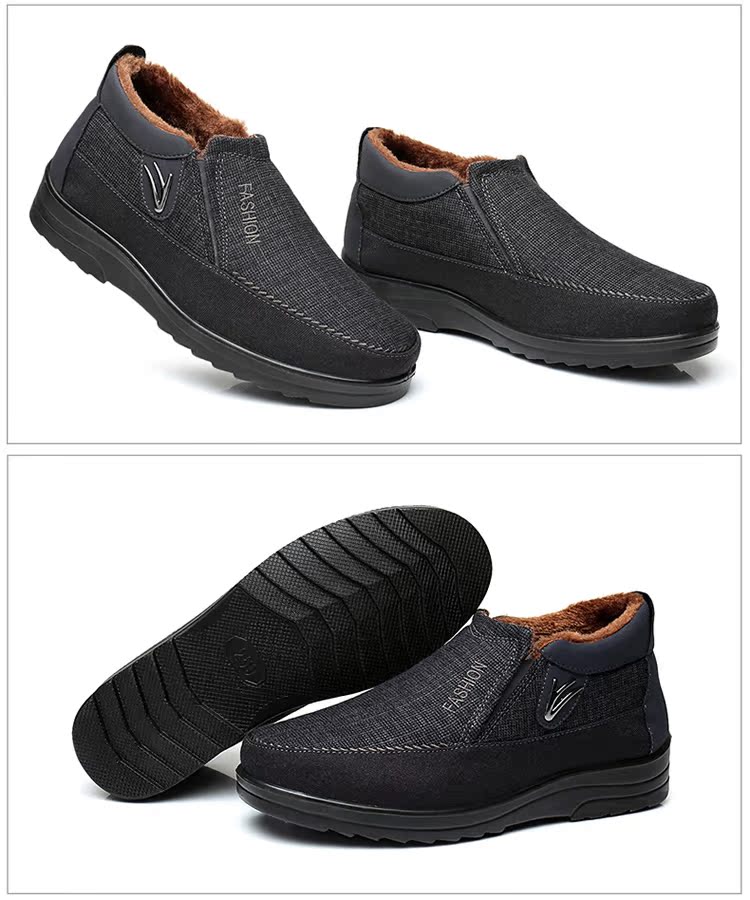 Fu Mingxuan giày vải Bắc Kinh cũ giày cotton nam mùa đông cha trung niên giầy cao để giúp cộng với nhung dày chống trơn trượt giày cao cổ nike air jordan