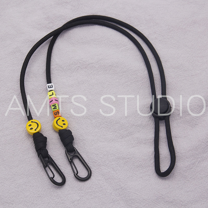 Mask glasses with rope red smile luckily customized weaving hand-held neck rope portable rope