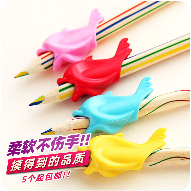 Dolphin Holding Pens Instrumental Kindergarten Baby Correction Correction Pencil Writing Children Elementary School Kids Small Fish Pen Cap Aligner