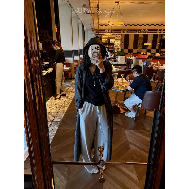 Rrb Design Cecilia High-End Cashmere Wool Warm Loose Long and Short Knit Cardigan Jacket