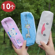 Cartoon Neutral Canvas Pen Bag Cartoon Zip Lead Pencil Case Printed Children Boy Summer Vacation Gift New Semester Gift