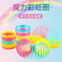 Childrens puzzle toy colorful spring ring Rainbow circle Seven colorful circles telescopic elastic ring Magic circle Toddler Large toddler