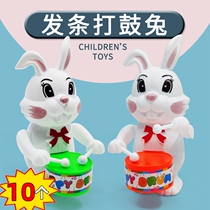 Summer Vacation Gift on Chain Drum Rabbit Children Toy Clockwork Beat Drum Rabbit puzzle Knocks Drum Cartoon Rabbit