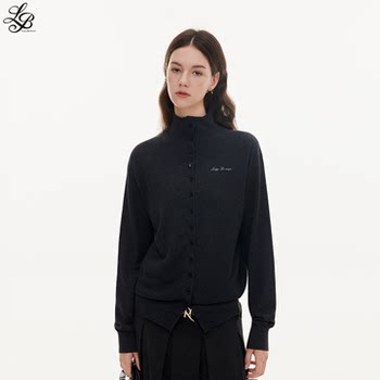 Lazybreeze autumn thin knitted cardigan design top gray sweater early autumn gray bottoming shirt for women