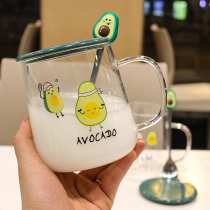 Soft sister fresh handle with lid spoon teacups borosilicate glass home oatmeal coffee cup office Cup