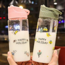 Go out with a handle portable pregnant woman straw glass student couple casual Cup fresh cartoon heat-resistant water Cup