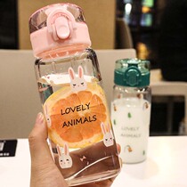 ins Net red with the same straight drink bomb cover students High Borosilicate heat-resistant glass explosion-proof fresh juice drinking cup