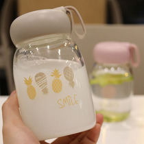  Big belly cup Cute fresh simple male and female students explosion-proof glass heat-resistant portable water cup Couple cup