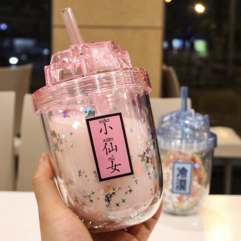 Animal Cup in Deluxe Creative Double-layer Plastic Cup with Student Cup Fashion Cup