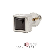 Japan LION HEART tides mens pure silver 18K gilded square black diamond ear nail surwear