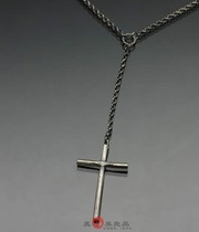 Japanese MARQUEE Japanese retro sterling silver wood grain handmade cross exquisite pendant hipster necklace