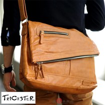 Japanese TRICKSTER leather Japanese fashion vintage men trend shoulder cross backpack