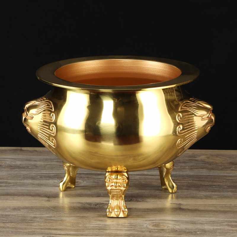 鍍金古銅獅子香爐 獅子香炉胡銅仕上