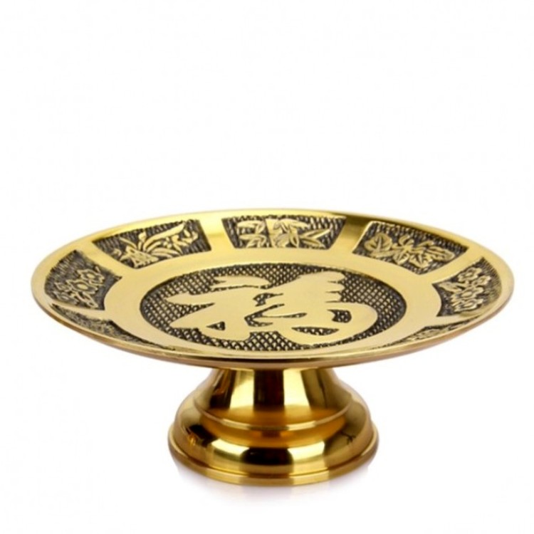 The Buddha's home ancestral hall is dedicated to the Buddha Goddess Kuanyin Caifu for the Disc Fruit Dish Tribute Tray Pure Copper Foodie Fruit Tray