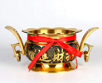 Buddha thread incense burner clean stove incense burner 8 inch double earrings new Lotus side lucky gold Jade pure copper incense burner