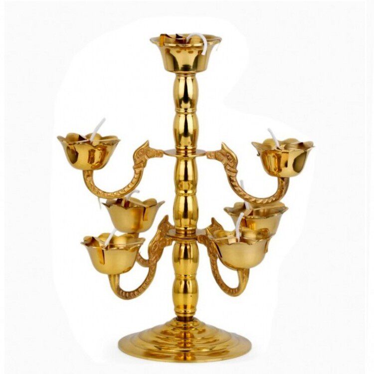 Pure copper tap Seven star oil lamp Changming lamp for the Buddha Home SenjiaTaoist Crisp Oil Lamp Edible Oil Lamp Holder Longevity Lamp