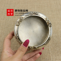 Antique made old white bronze brass silver plated pen washing frog ashtray small pendulum piece diameter 10 5cm