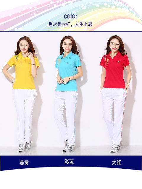 Jin Guan mùa hè Bộ đồ thể thao Jiamusi quần ngắn tay cỡ lớn Áo thun nam và nữ trung niên quần áo vuông nhảy bộ thể thao adidas nam