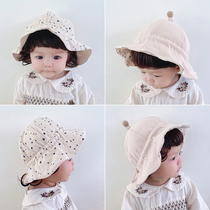 Baby hat autumn and winter baby season with baby spring autumn pure cotton foreign air fisherman hat thin princess autumn money